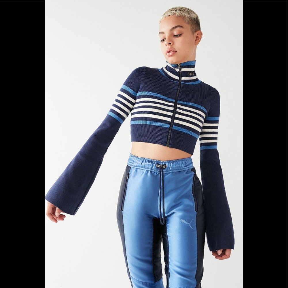 RARE Fenty Puma by Rihanna zip front turtleneck cropped sweater L